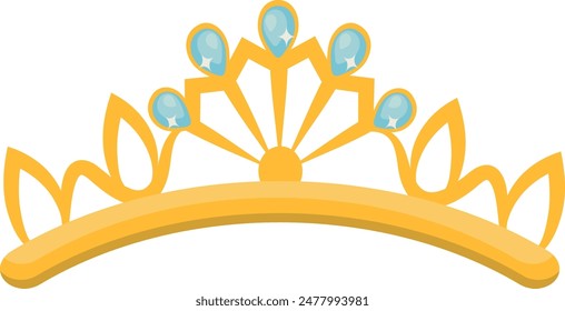 Gold Crown on White Background. Vector Illustration in Glitter Cartoon Design.