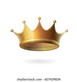 Gold crown on white background. Isolated vector illustration