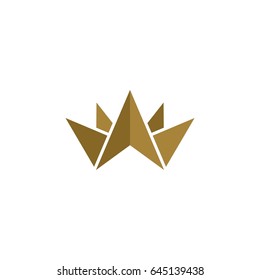 Gold Crown Origami Logo Template Illustration Design. Vector EPS 10.