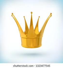 Gold Crown. Crown of the queen. Royal sing. 3d vector Illustration