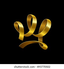 Gold crown ribbon logotype. Eps10 vector illustration.