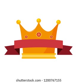 gold crown with ribbon on white background