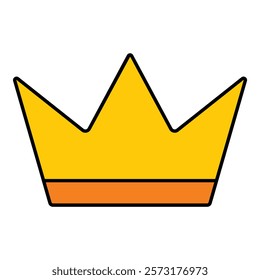 Gold Crown Royalty Symbol Flat Icon Isolated On White Background