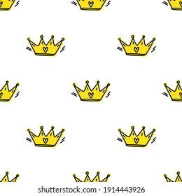 Gold crown Seamless pattern, ideal for application on fabric or wrapping paper