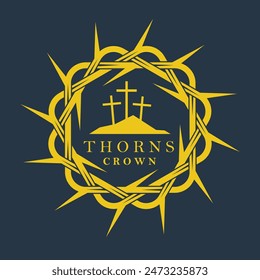 gold crown of thorns image isolated on dark background