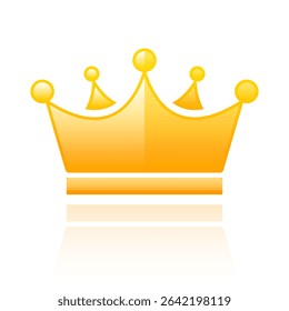 Gold crown vector glossy icon isolated on white background
