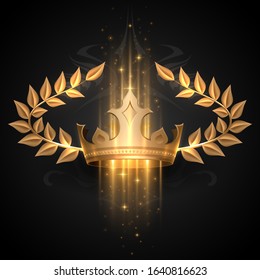 Gold crown with wreath and light