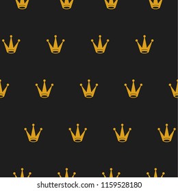 Gold crowns, seamless pattern. Vector background.