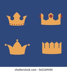 Gold Crowns Set - Set of gold crowns icons - vector