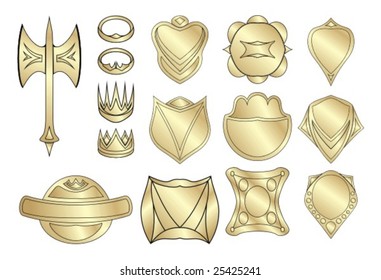 gold crowns and shield