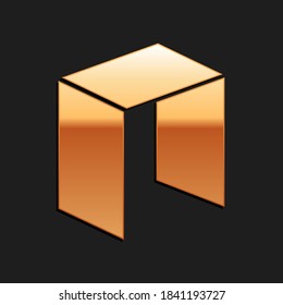 Gold Cryptocurrency coin NEO icon isolated on black background. Physical bit coin. Digital currency. Blockchain based secure crypto currency. Long shadow style. Vector.