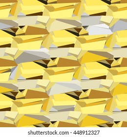 Gold crystal abstract triangles geometric seamless pattern.  Vector illustration stock vector.