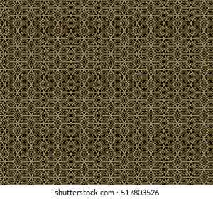 Gold cubes on black. Optical illusion. Vector illustration. For the interior design, wallpaper, business