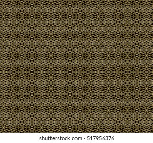 Gold cubes on black. Optical illusion. Vector illustration. For the interior design, wallpaper, business