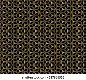 Gold cubes on black. Optical illusion. Vector illustration. For the interior design, wallpaper, business