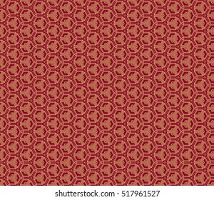 Gold cubes on red. Optical illusion. Vector illustration. For the interior design, wallpaper, business