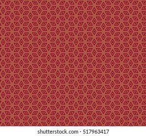 Gold cubes on red. Optical illusion. Vector illustration. For the interior design, wallpaper, business