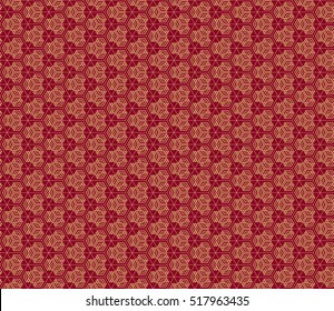 Gold cubes on red. Optical illusion. Vector illustration. For the interior design, wallpaper, business