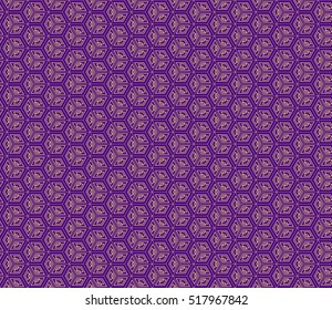 Gold cubes. Purple background. Vector illustration. For the interior design, wallpaper, business