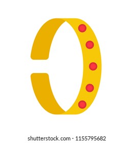 gold cuff bracelet with ruby, jewelry related icon, flat design