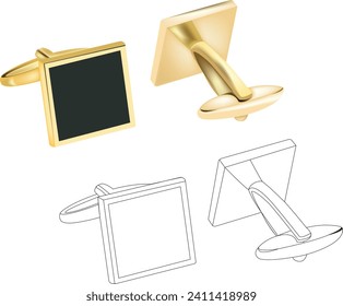 Gold cufflinks for men's shirt-
