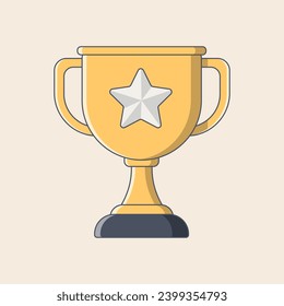 Ilustración plana del vector de logro de la copa de oro