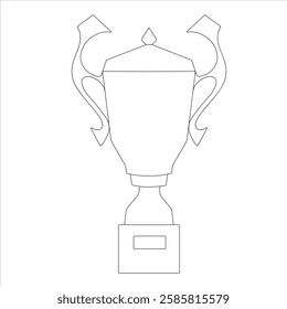 Gold cup with a base. Black and white. Trophy for the best player or team. Sports vector illustration for children's coloring book, print, worksheet.