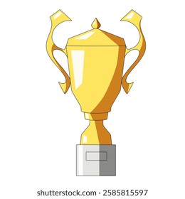 Gold cup with a base on a white background. Trophy for the best player or team. Sports vector illustration for sticker, print, book.