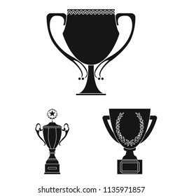 Gold Cup black icons in set collection for design. Winners Cup vector symbol stock web illustration.