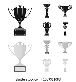 Gold Cup black,monochrom icons in set collection for design. Winners Cup vector symbol stock web illustration.