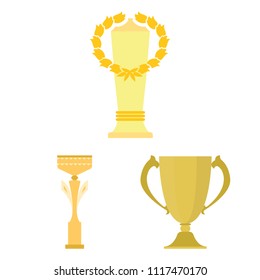 Gold Cup cartoon icons in set collection for design. Winners Cup vector symbol stock web illustration.