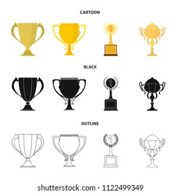Gold Cup cartoon,black,outline icons in set collection for design. Winners Cup vector symbol stock web illustration.