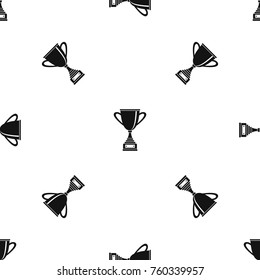 Gold cup for championship pattern repeat seamless in black color for any design. Vector geometric illustration