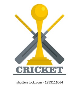 Gold cup cricket logo. Flat illustration of gold cup cricket vector logo for web design isolated on white background