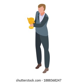 Gold cup effort icon. Isometric of gold cup effort vector icon for web design isolated on white background