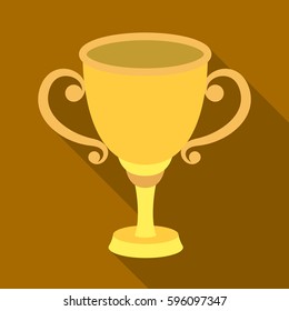 Gold Cup for the first place.The award winner of the racing competition.Awards and trophies single icon in flat style vector symbol stock illustration.