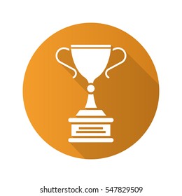 Gold cup flat design long shadow icon. Hockey championship cup. Vector silhouette symbol