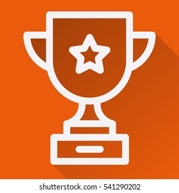 Gold cup flat linear long shadow icon. Sport trophy. Vector line illustration.