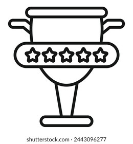 Gold cup game rating icon outline vector. Excellent gaming. Poor user button