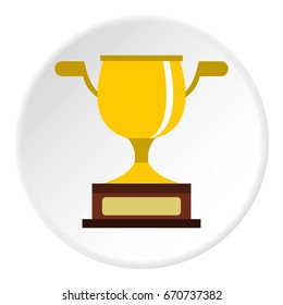 Gold cup icon in flat circle isolated vector illustration for web