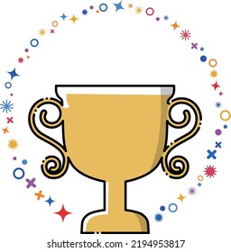 Icono de copa de oro Gráficos web. Concepto de clasificación y premios. Material vectorial con colores cambiables.
