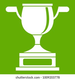 Gold cup icon white isolated on green background. Vector illustration