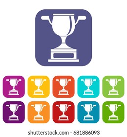 Gold cup icons set vector illustration in flat style in colors red, blue, green, and other