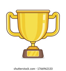 gold cup isolated on white background. Vector Illustration Suitable For Greeting Card, Poster Or T-shirt Printing.