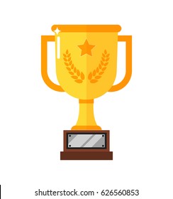 Gold cup isolated on a white background. Flat design in stylish colors. Vector illustration, EPS10.