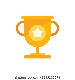 Gold cup marketing icon flat vector. Online media. Internet strategy isolated