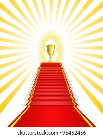 Gold Cup on the red carpet is shown in the picture.