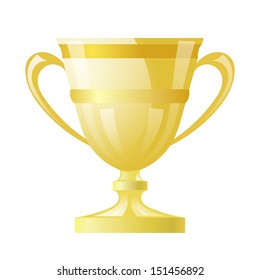 Gold cup on white background