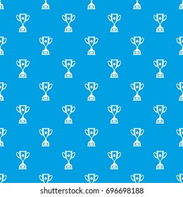 Gold cup pattern repeat seamless in blue color for any design. Vector geometric illustration