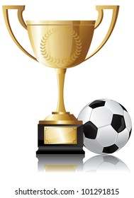 Gold cup and soccer ball